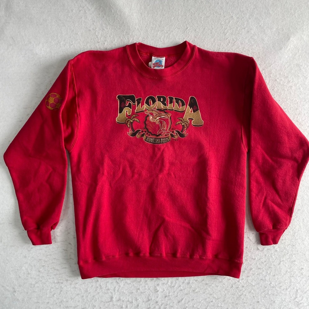 Planet Hollywood Sweatshirt Mens Large Red Florida Sunshine State Vintage‎ 90s